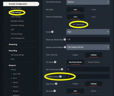 Encoder Configuration